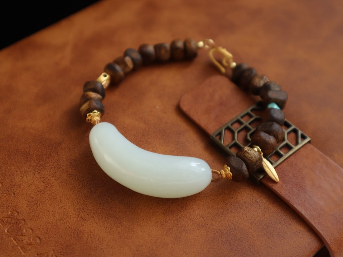 Chenxiang Wood,Hetian Jade Bracelet - 5