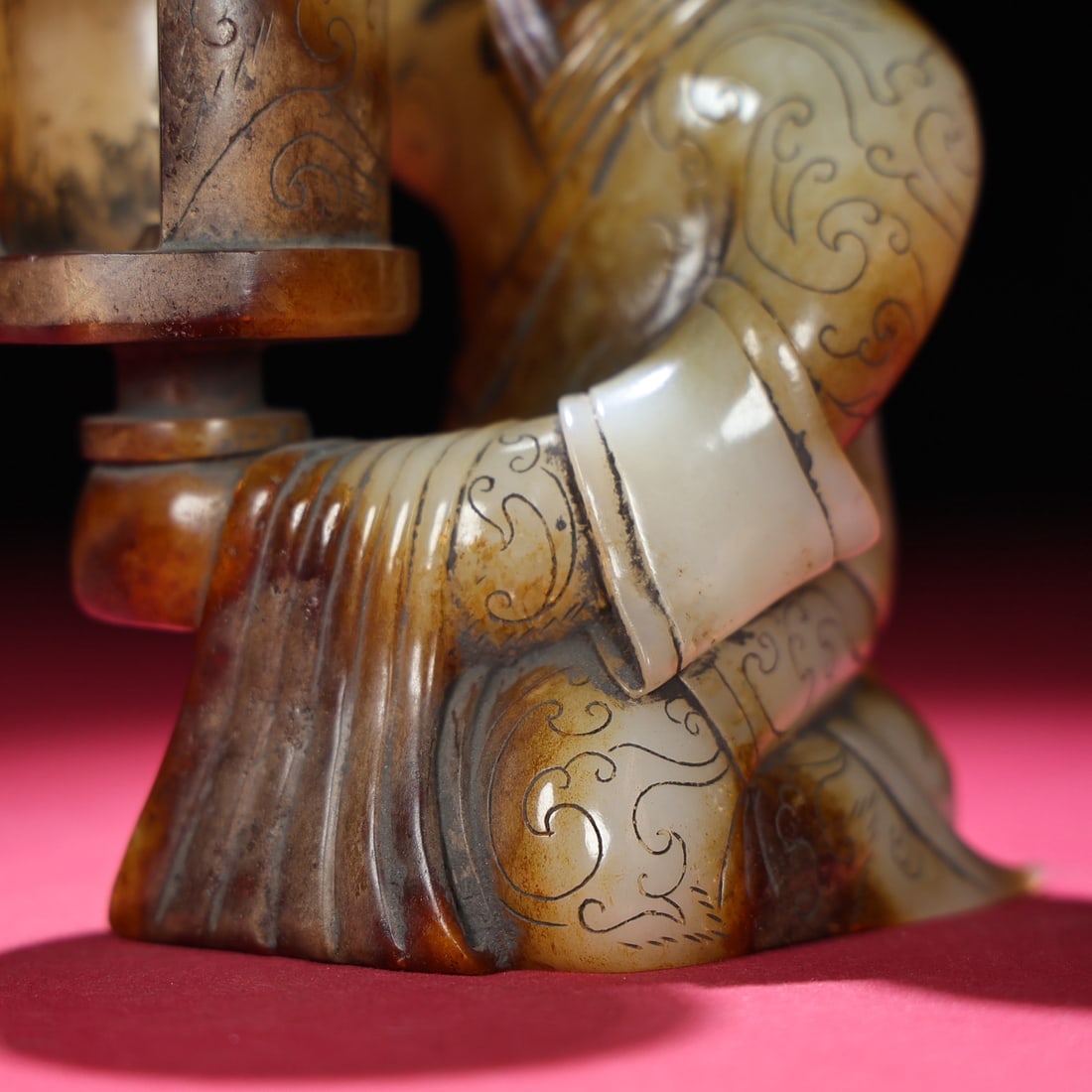 Hetian Jade Figure Statue - Palace lantern,Old - 3