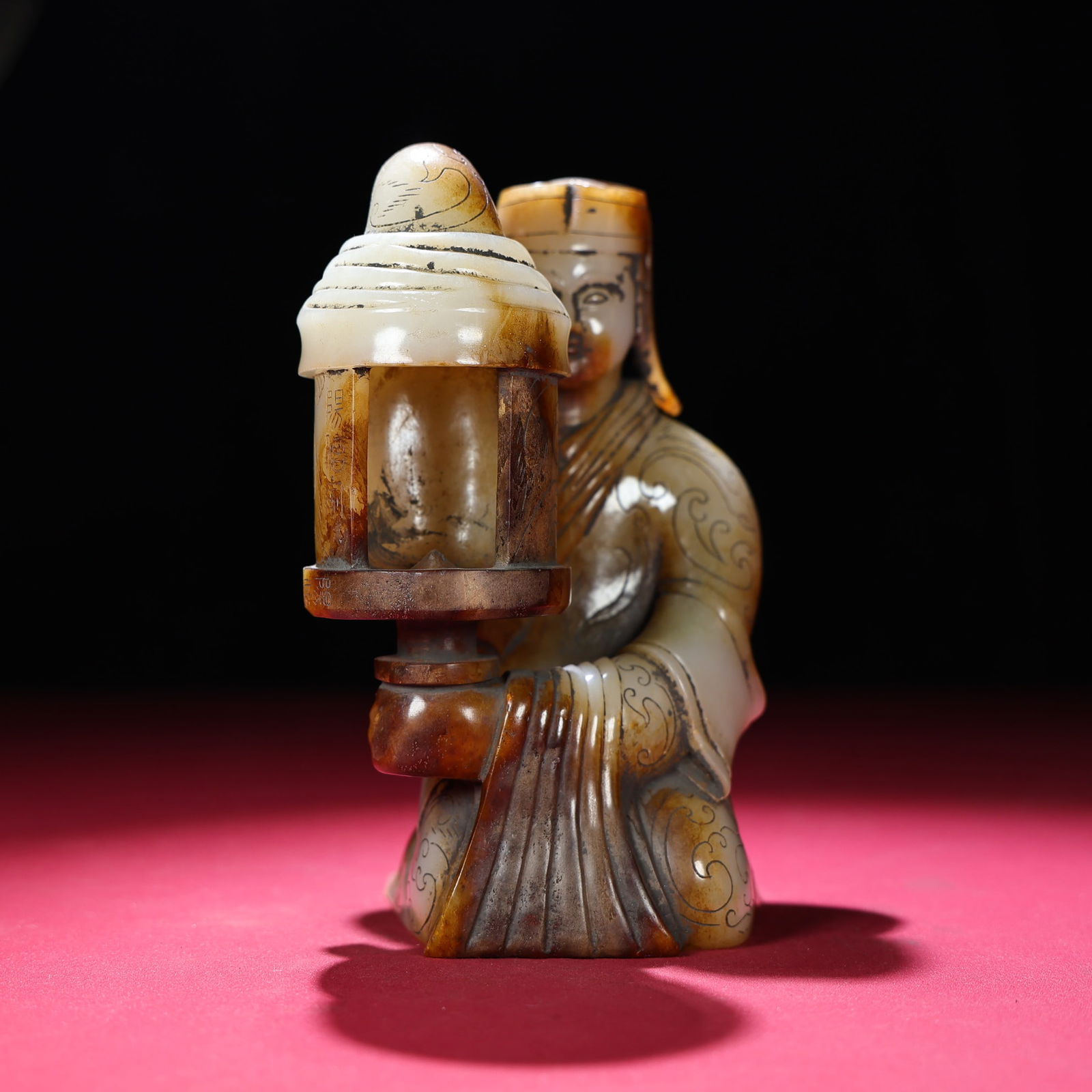 Hetian Jade Figure Statue - Palace lantern,Old - 4