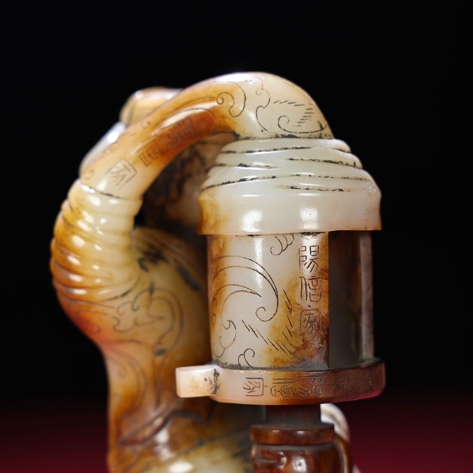 Hetian Jade Figure Statue - Palace lantern,Old - 5