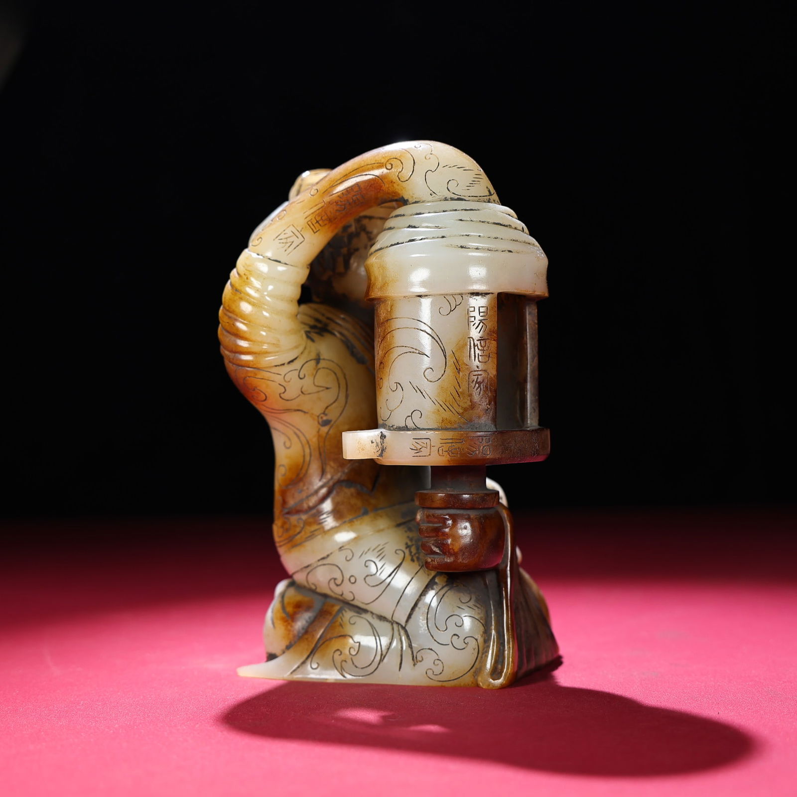 Hetian Jade Figure Statue - Palace lantern,Old - 6