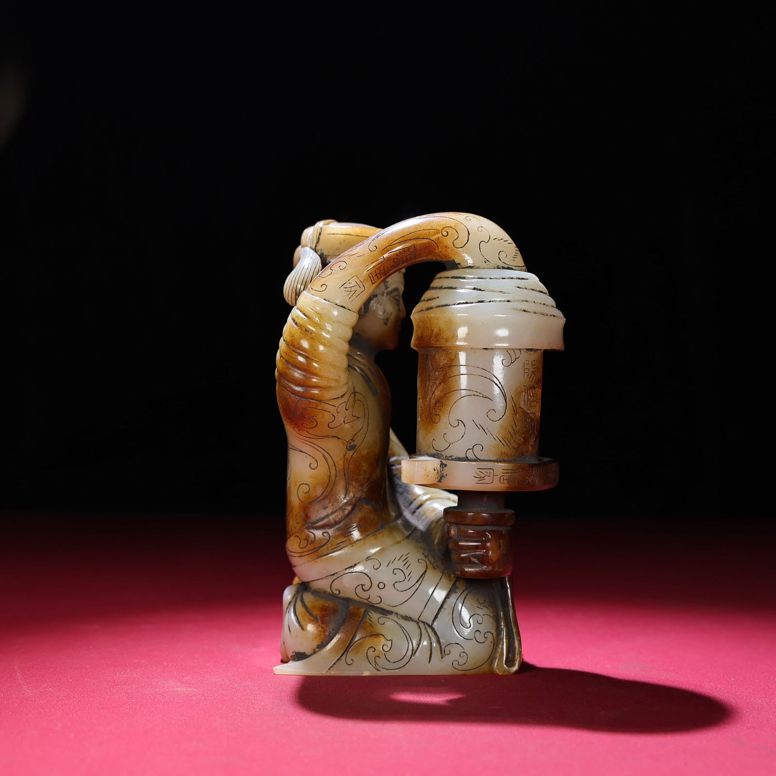 Hetian Jade Figure Statue - Palace lantern,Old - 7