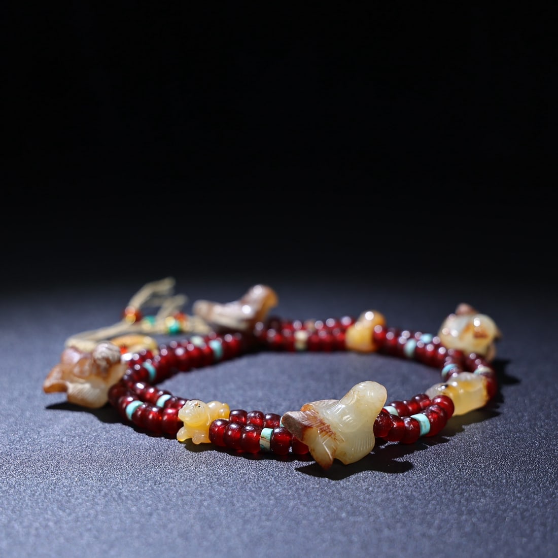 Hand knitting Red Agate,Hetian Jade,Turquoise Chain - 2