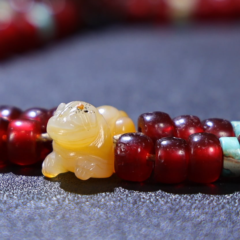 Hand knitting Red Agate,Hetian Jade,Turquoise Chain - 3