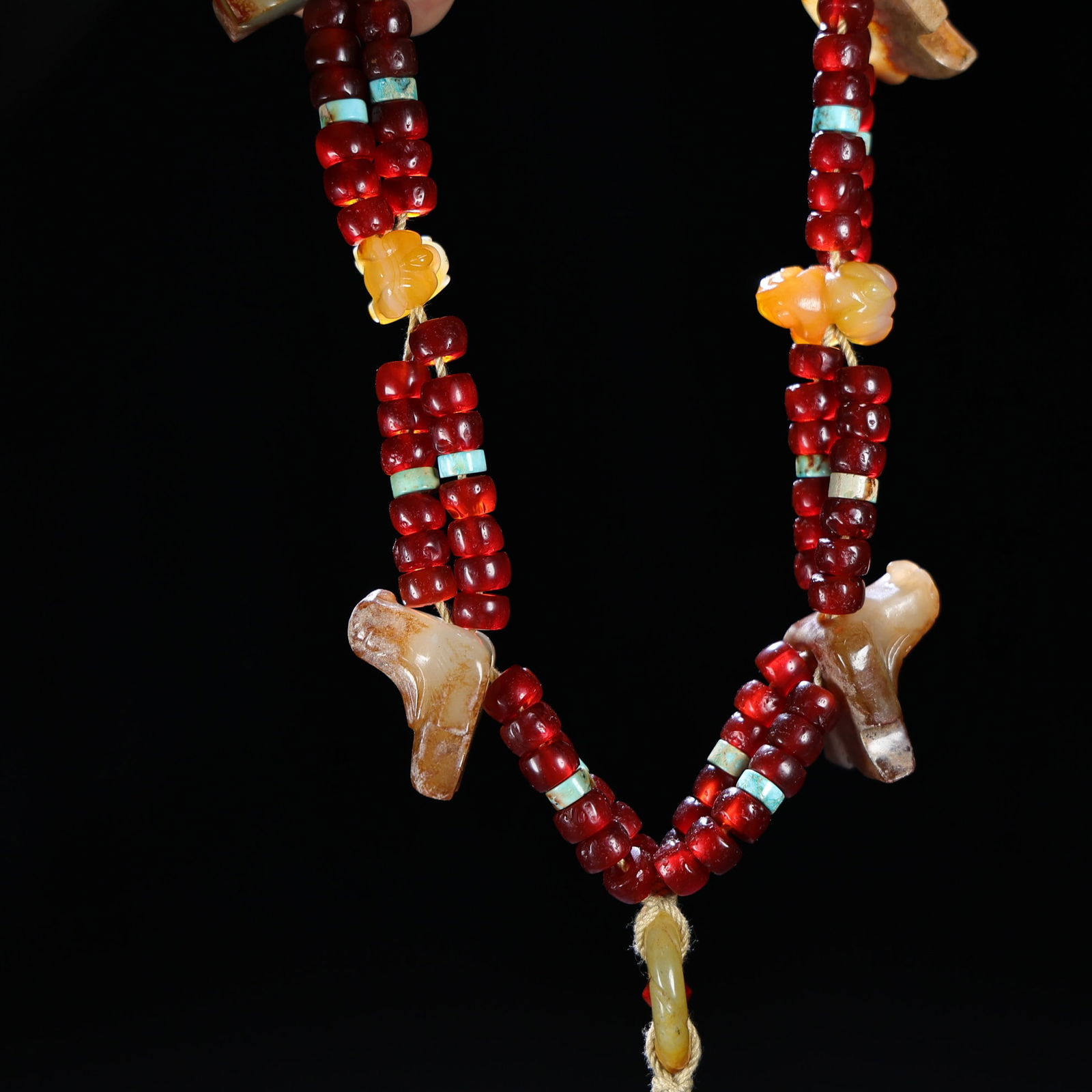 Hand knitting Red Agate,Hetian Jade,Turquoise Chain - 5