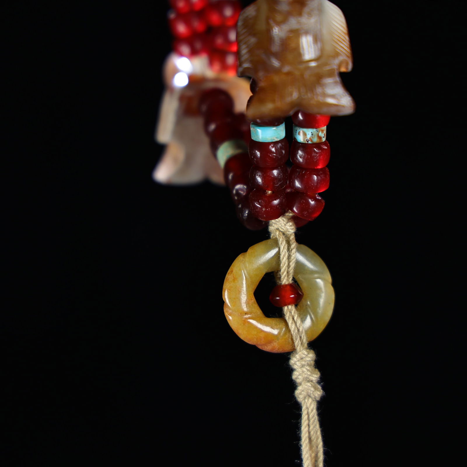 Hand knitting Red Agate,Hetian Jade,Turquoise Chain - 6