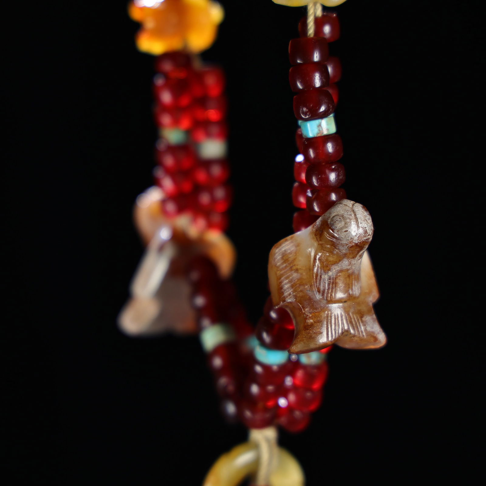 Hand knitting Red Agate,Hetian Jade,Turquoise Chain - 7