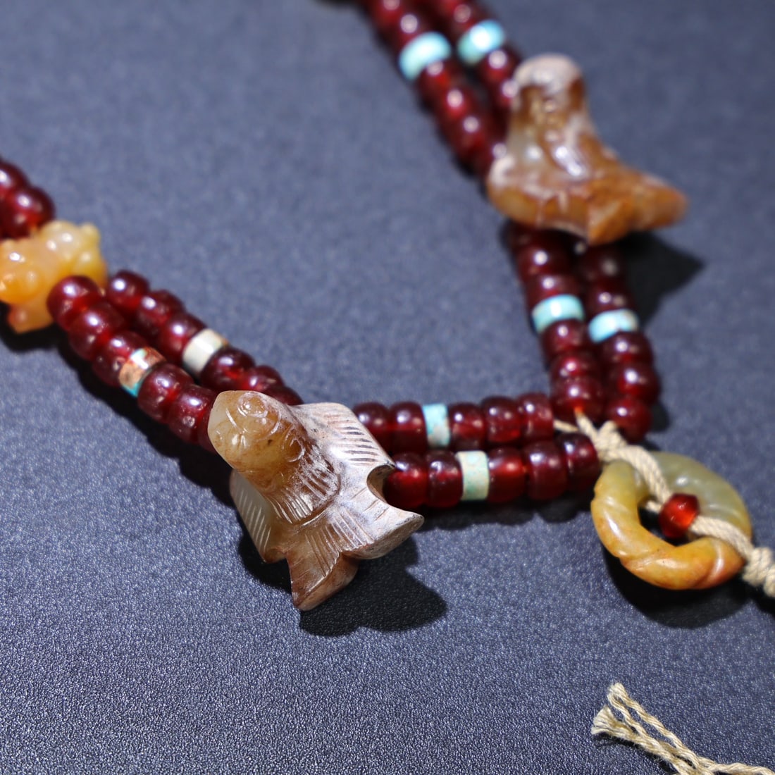 Hand knitting Red Agate,Hetian Jade,Turquoise Chain - 8