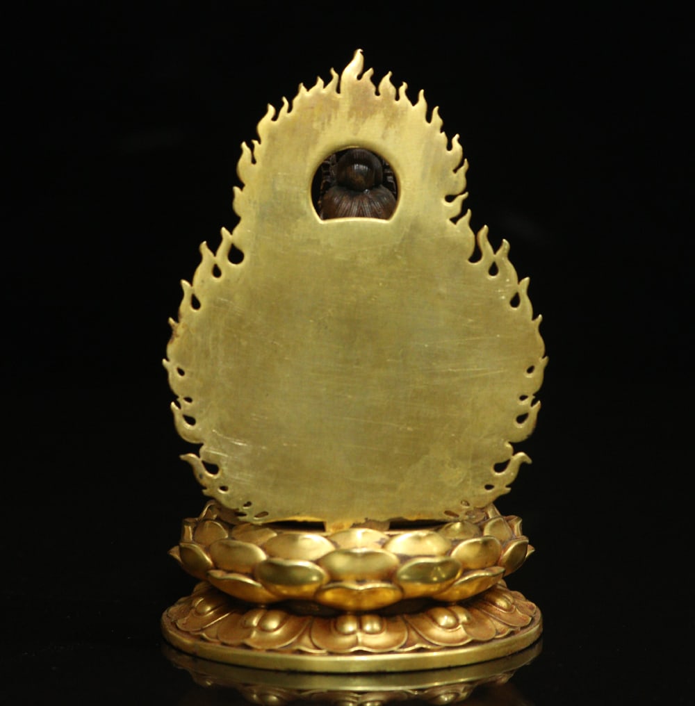 Gilt Gold Bronze Kwan-yin Statue - 3