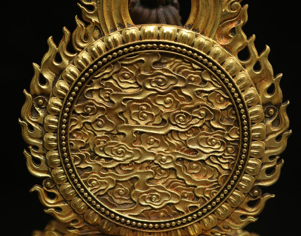 Gilt Gold Bronze Kwan-yin Statue - 5