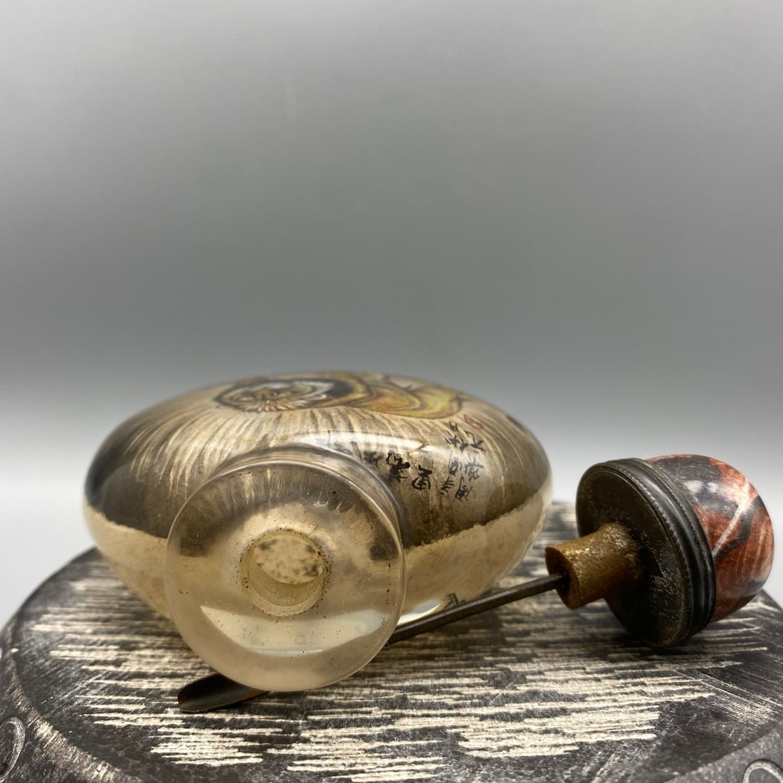 Peking Glass Inside Painting Lion Design Snuff Bottle - 8