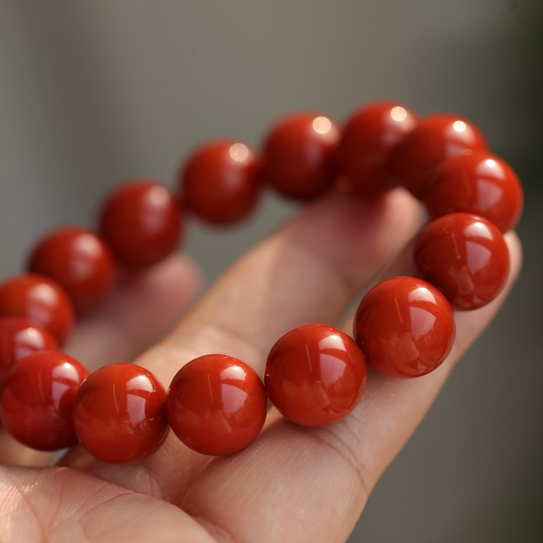 14.5mm Nanhong Agate Beads Bracelet - 5