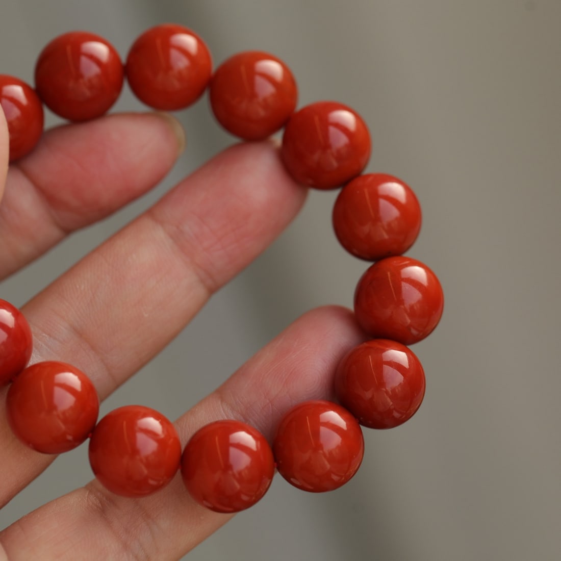 14.5mm Nanhong Agate Beads Bracelet - 6