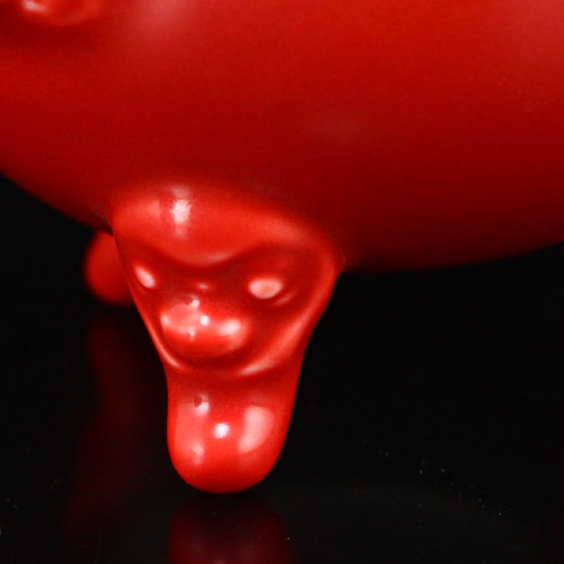 Red Glaze Porcelain Incense Burner - 4