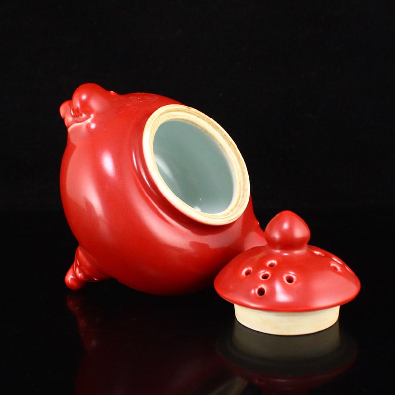 Red Glaze Porcelain Incense Burner - 6