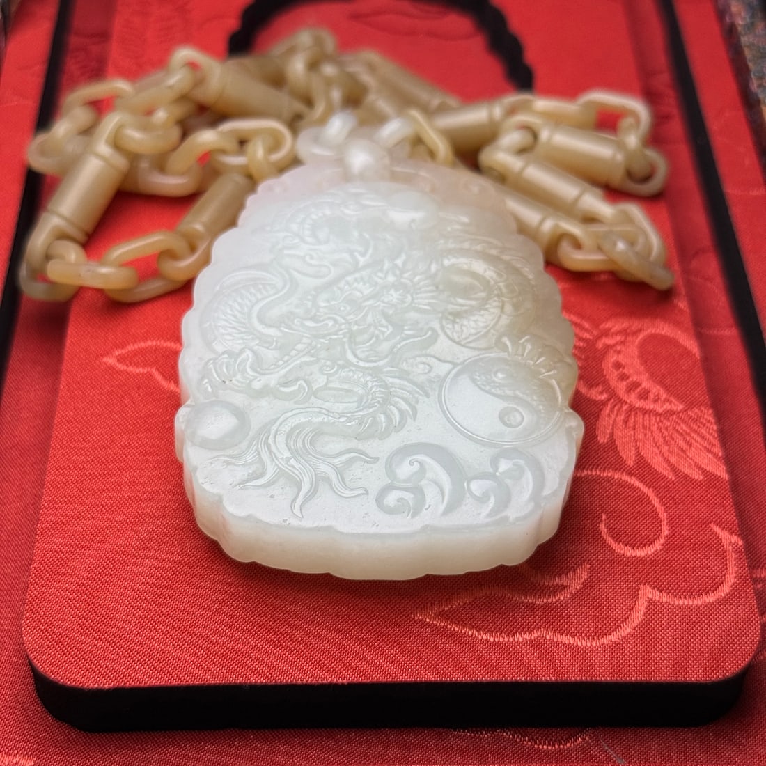 Hetian Jade Hand-Carved Kwan-yin Pendant w Chain Necklace Carved By One Piece Jade - 5