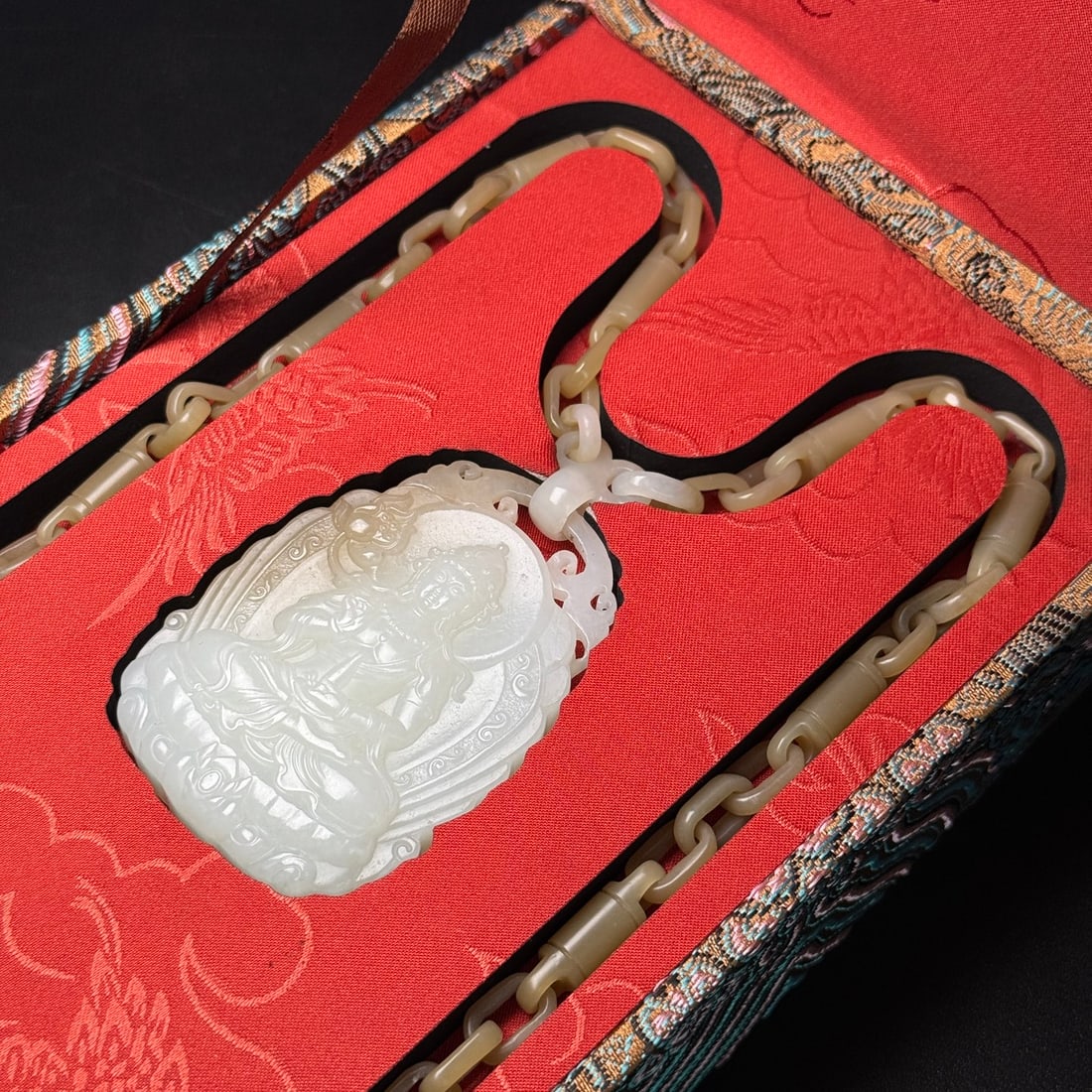 Hetian Jade Hand-Carved Kwan-yin Pendant w Chain Necklace Carved By One Piece Jade - 9