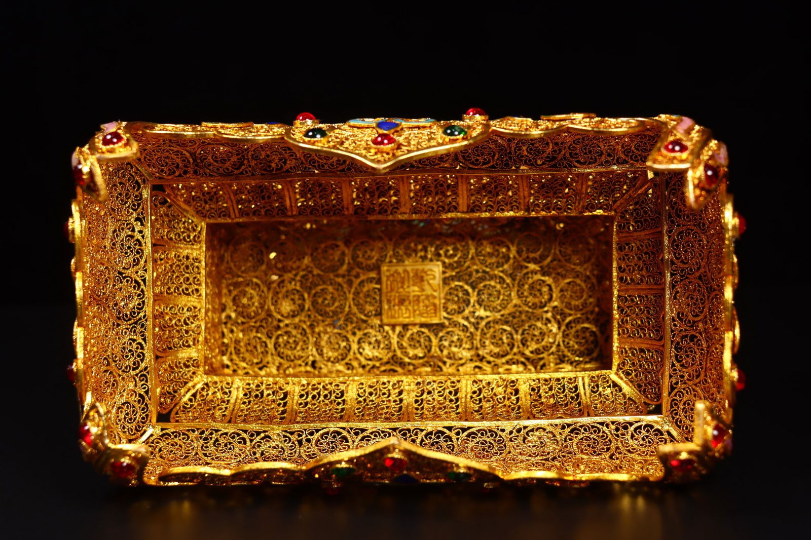 Hetian Jade Hand-Carved Buddha Statue w Gold Wire Enamel Base - 7