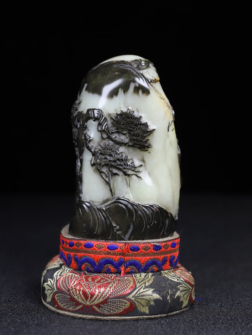 Shoushan Soapstone Hand-Carved Sages Meeting Seal Statue w Box - 4