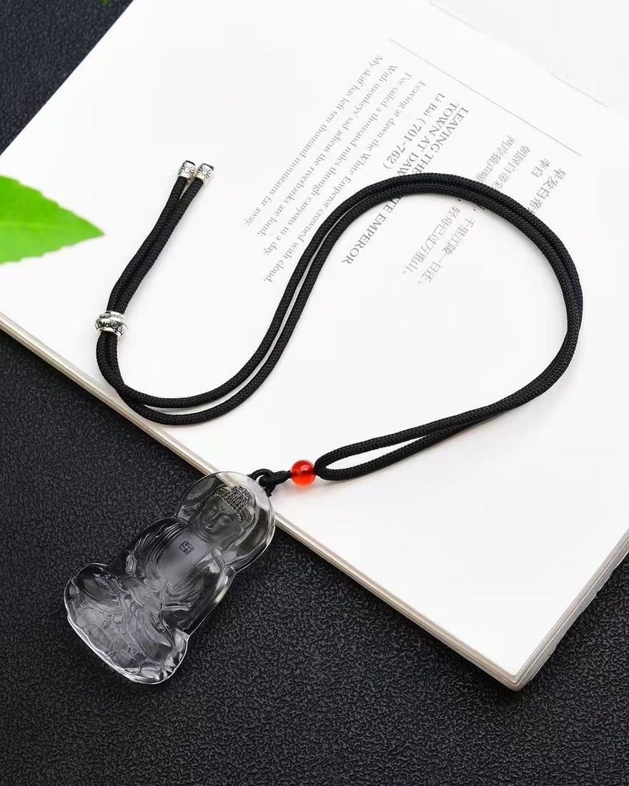 White Crystal Buddha Pendant with Certificate - 5