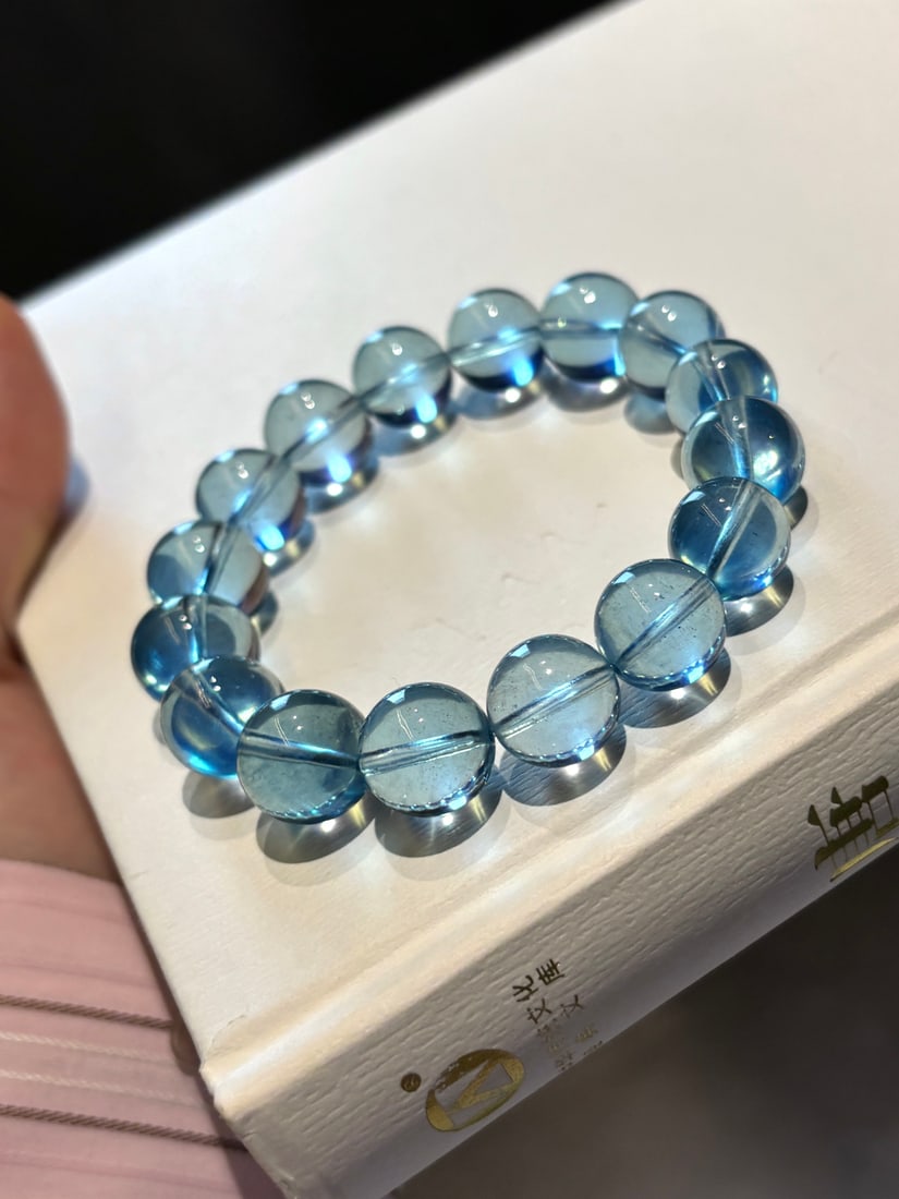 13.4mm Natural Aquamarine Bracelet with Certificate (1 of 6)