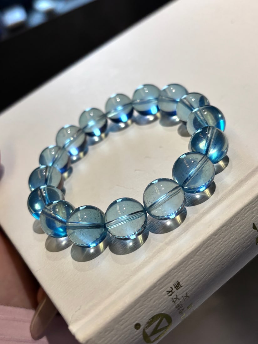 13.4mm Natural Aquamarine Bracelet with Certificate - 2