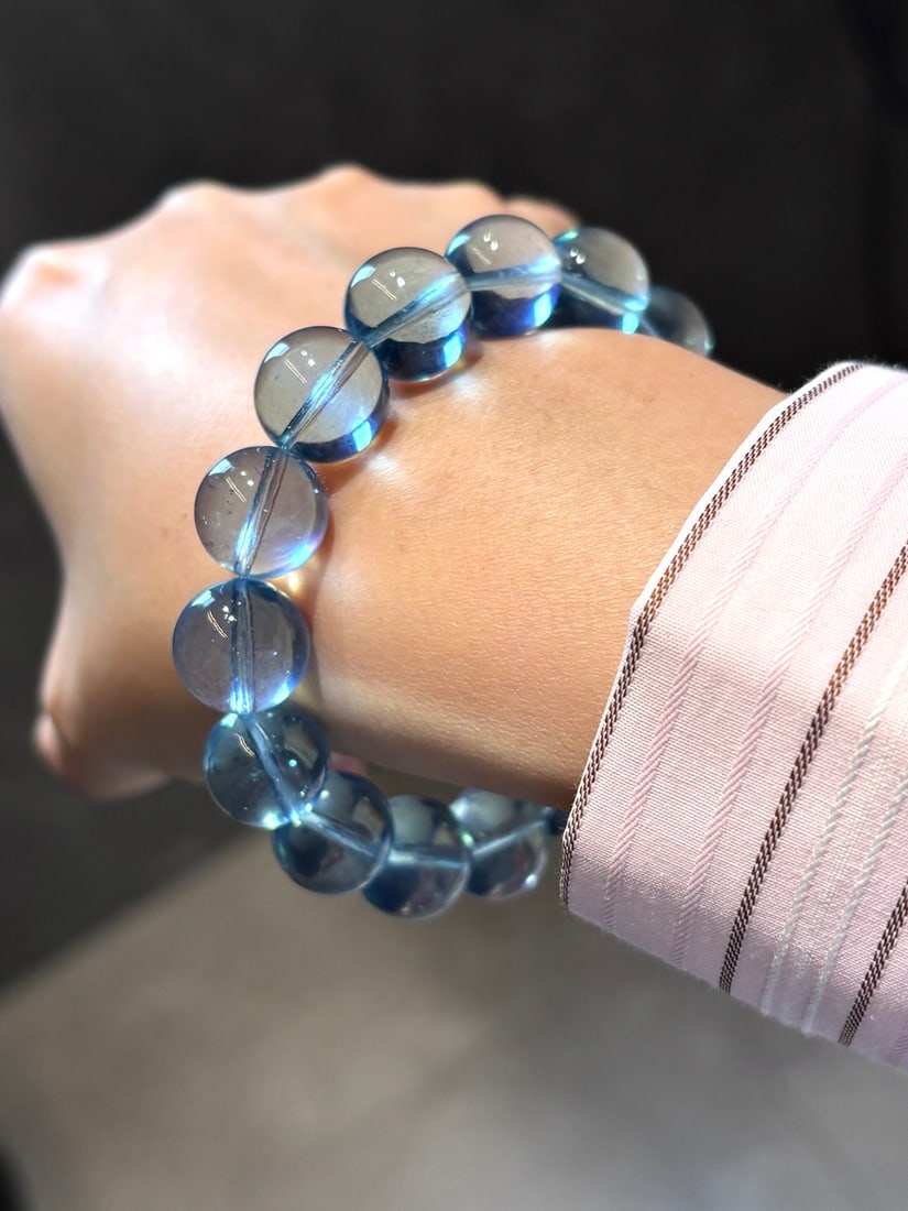 13.4mm Natural Aquamarine Bracelet with Certificate - 5