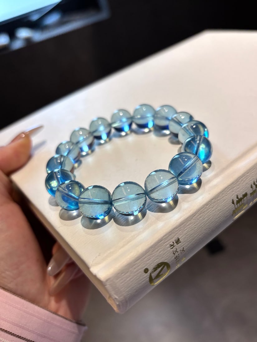 13.4mm Natural Aquamarine Bracelet with Certificate - 6