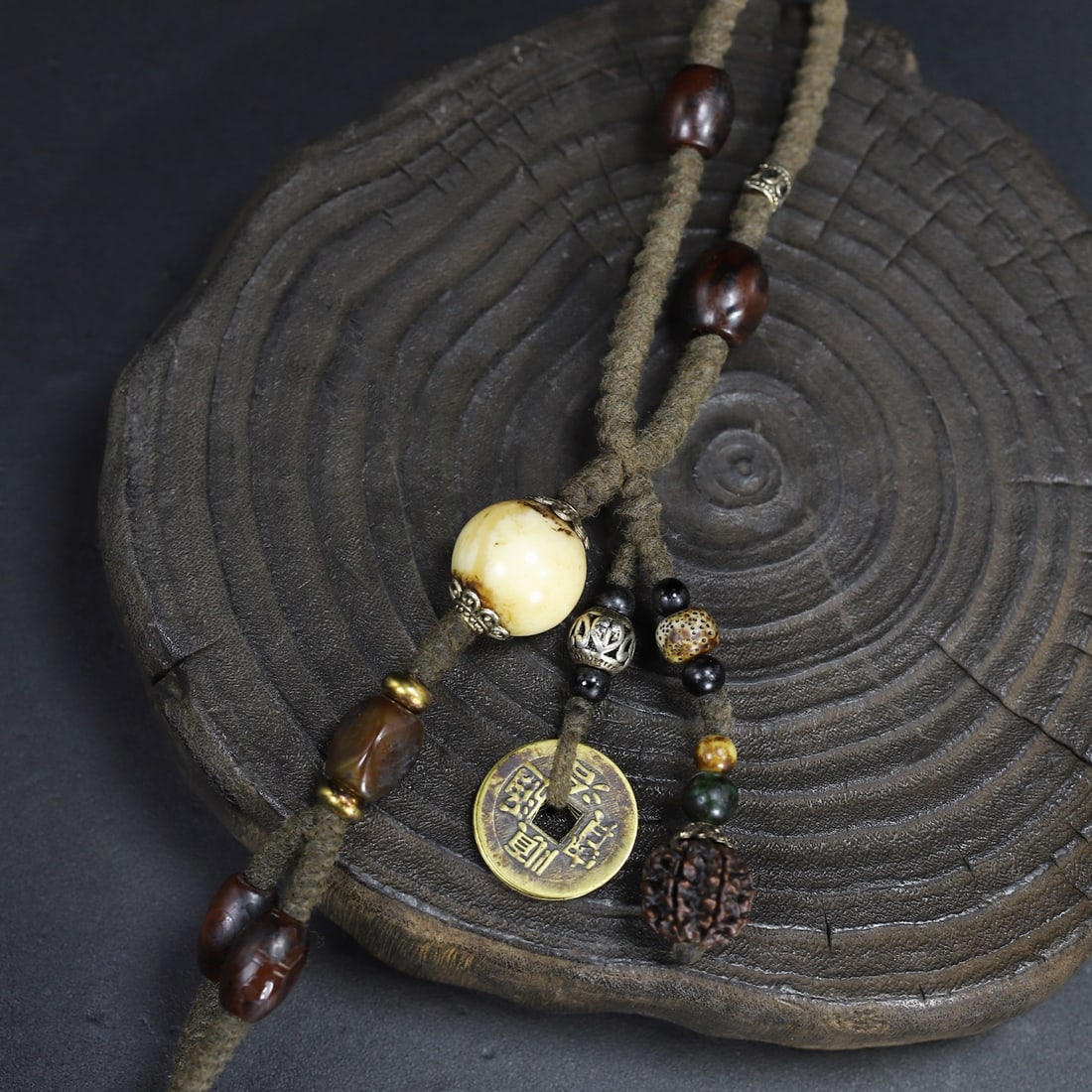 Olive Nut Hand-Carved Cicada Pendant - 5