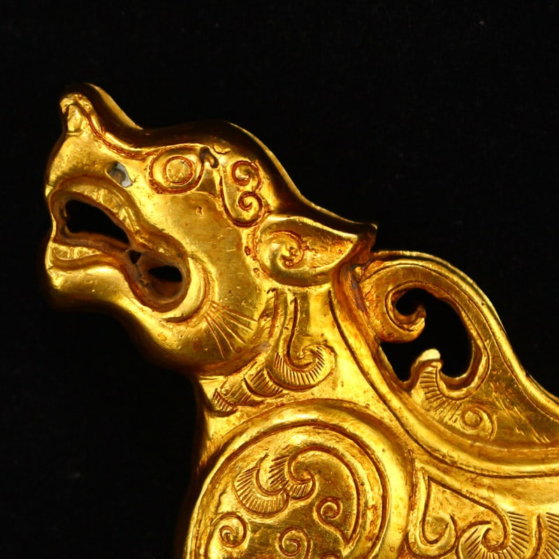 A Pair Gilt Gold Copper Tiger Token - 2