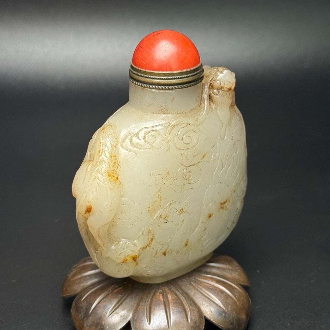 Hetian Jade Dragon Snuff Bottle - 3