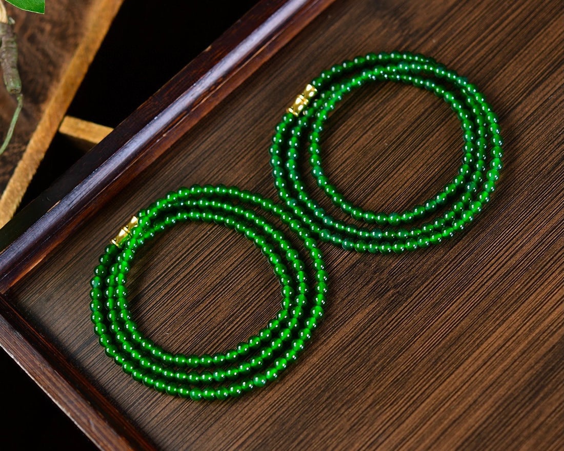4mm Green Jadeite Necklace - 3