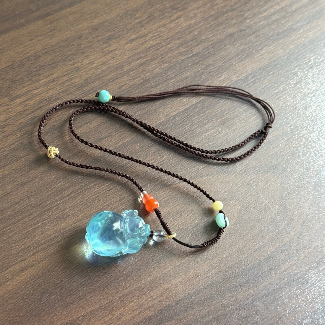 Natural Aquamarine Hand-Carved Pendant - Pig,Certificate - 3