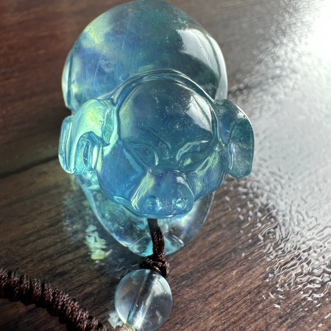 Natural Aquamarine Hand-Carved Pendant - Pig,Certificate - 7