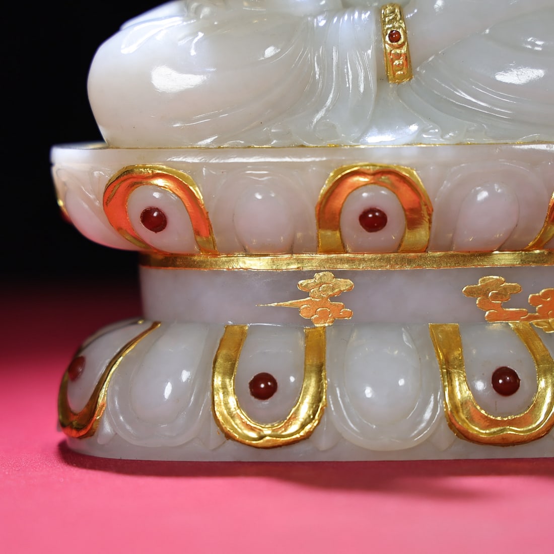 Gilt Gold Hetian Jade Statue - Kwan-yin,Old - 2