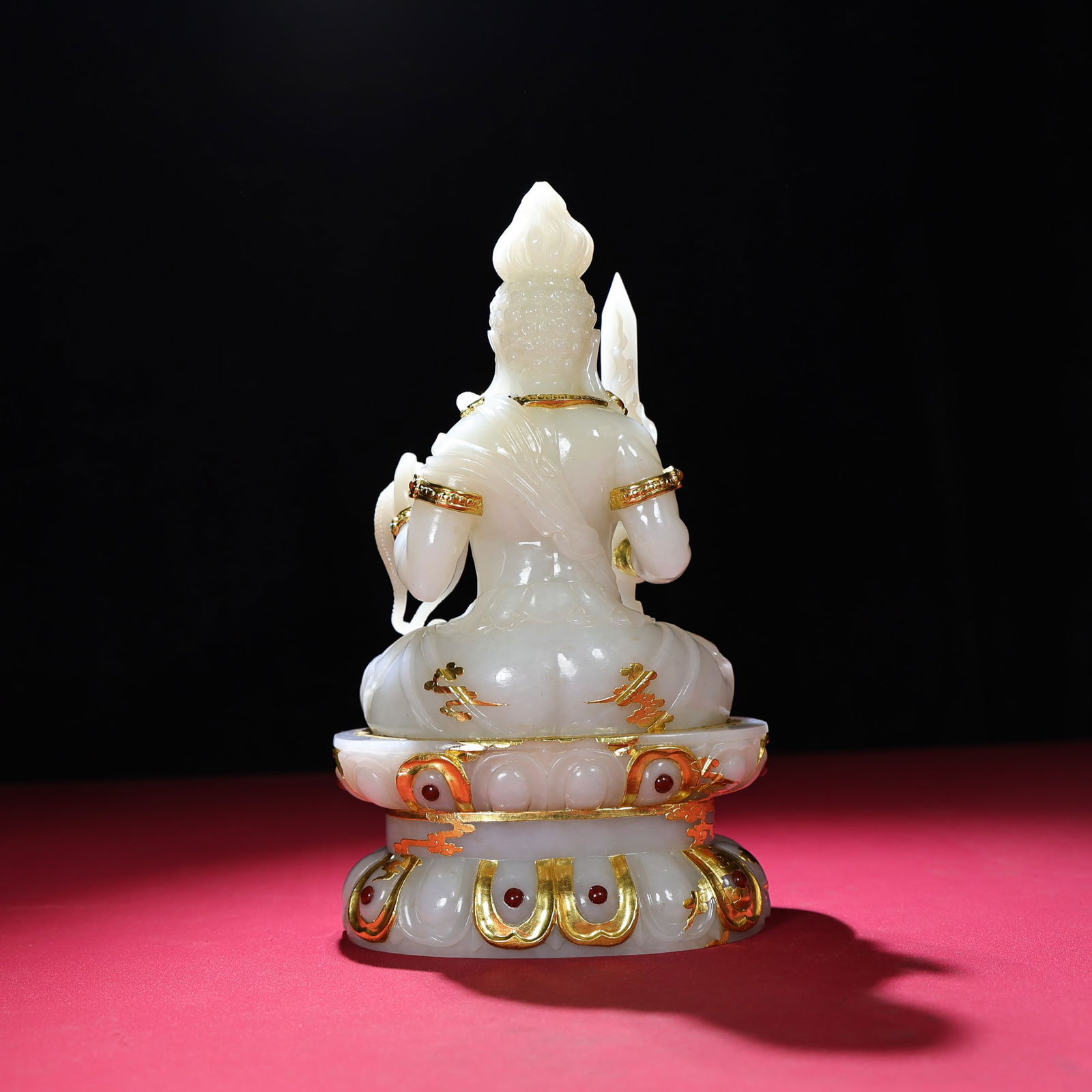 Gilt Gold Hetian Jade Statue - Kwan-yin,Old - 5