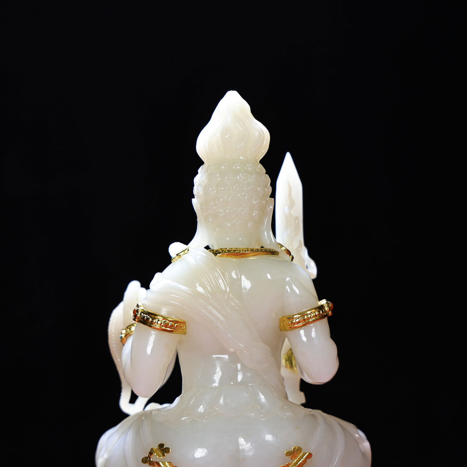 Gilt Gold Hetian Jade Statue - Kwan-yin,Old - 6