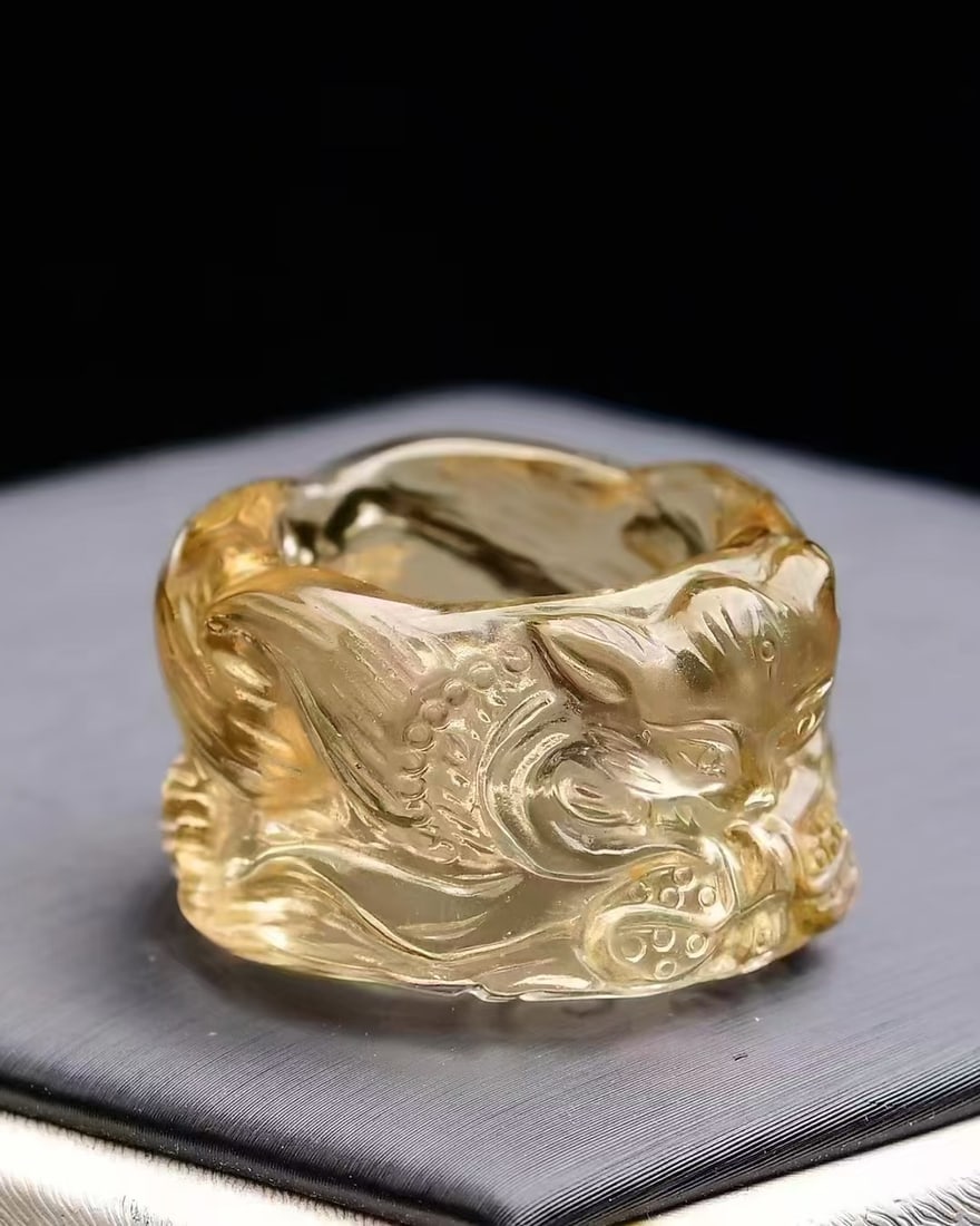 Inside Diameter 19mm Citrine Thumb Ring - Fox - 2
