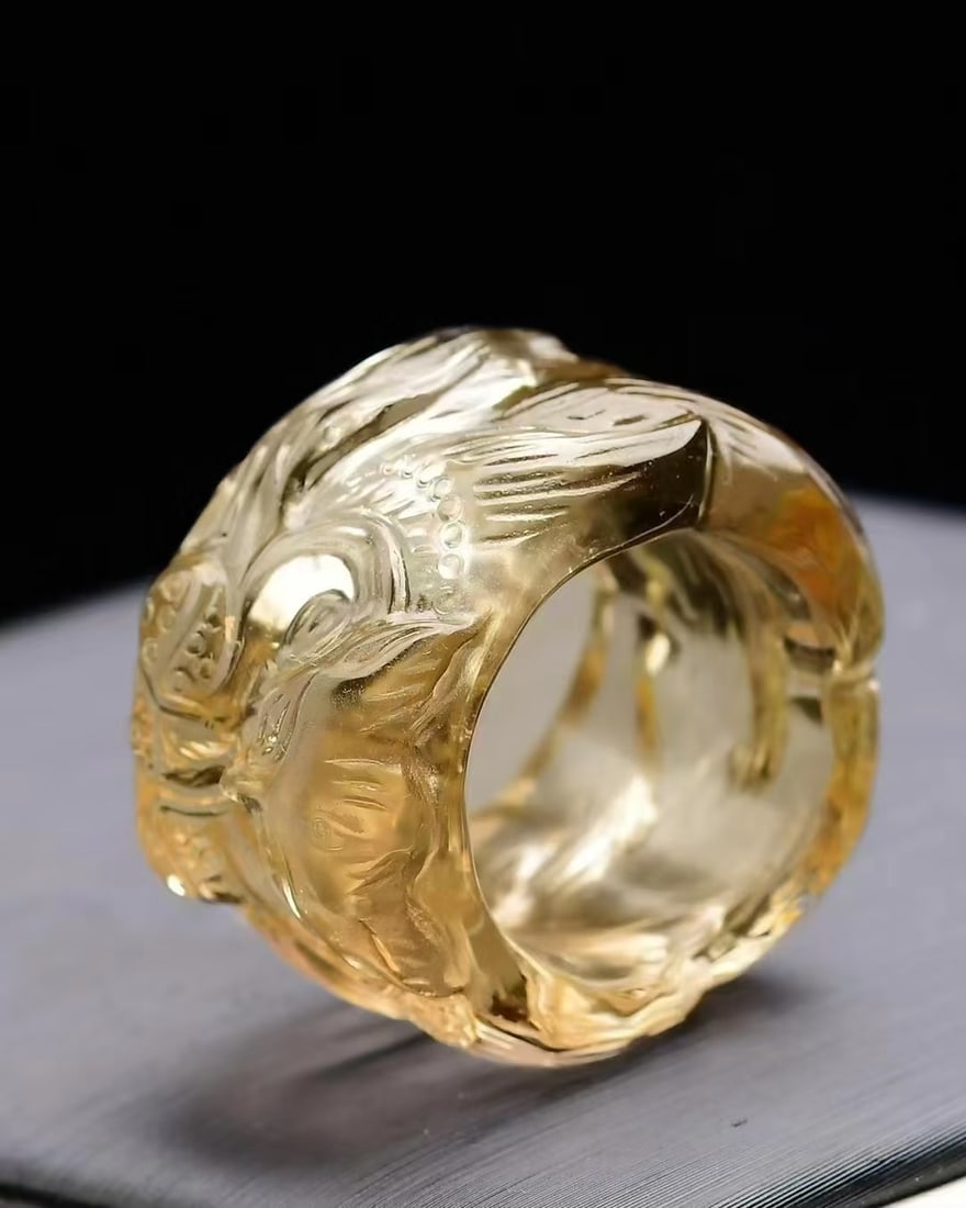 Inside Diameter 19mm Citrine Thumb Ring - Fox - 3