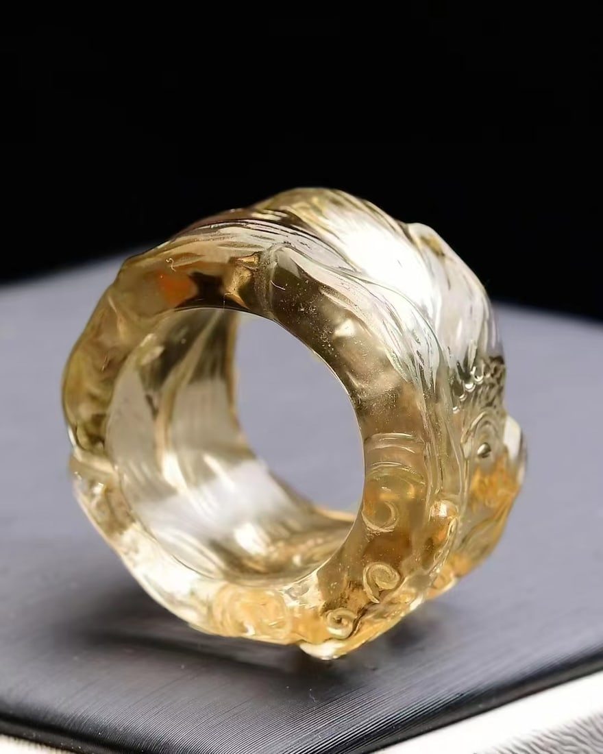 Inside Diameter 19mm Citrine Thumb Ring - Fox - 5