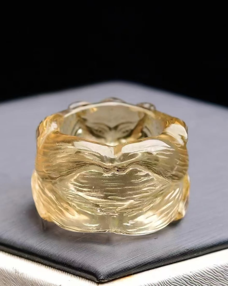 Inside Diameter 19mm Citrine Thumb Ring - Fox - 6