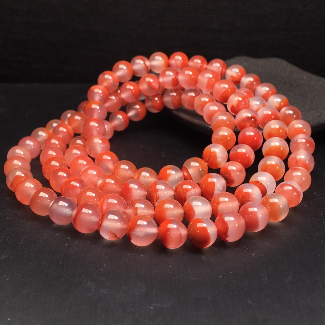 8.7mm Nanhong Agate Beads Bracelet with Certificate - 2