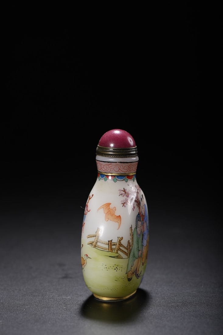 Peking Glass Famille Rose Snuff Bottle - Kid - 4