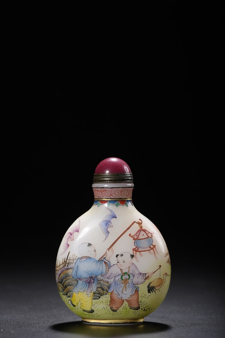 Peking Glass Famille Rose Snuff Bottle - Kid - 5