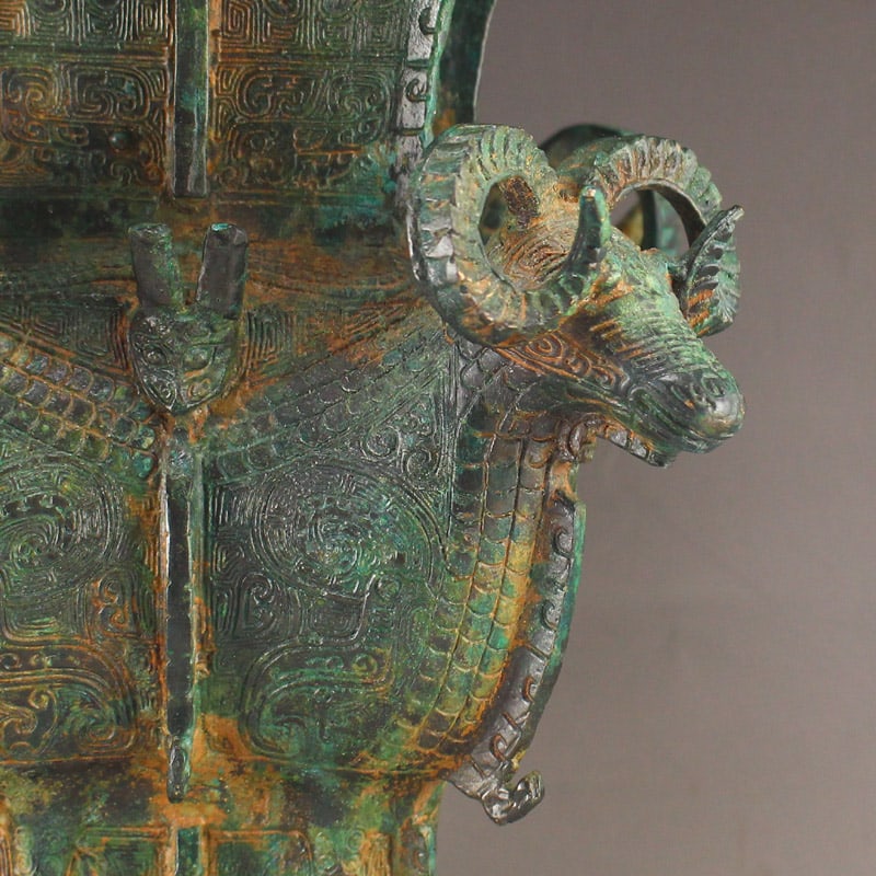 Bronze Sheep Head Statue - Zun - 3