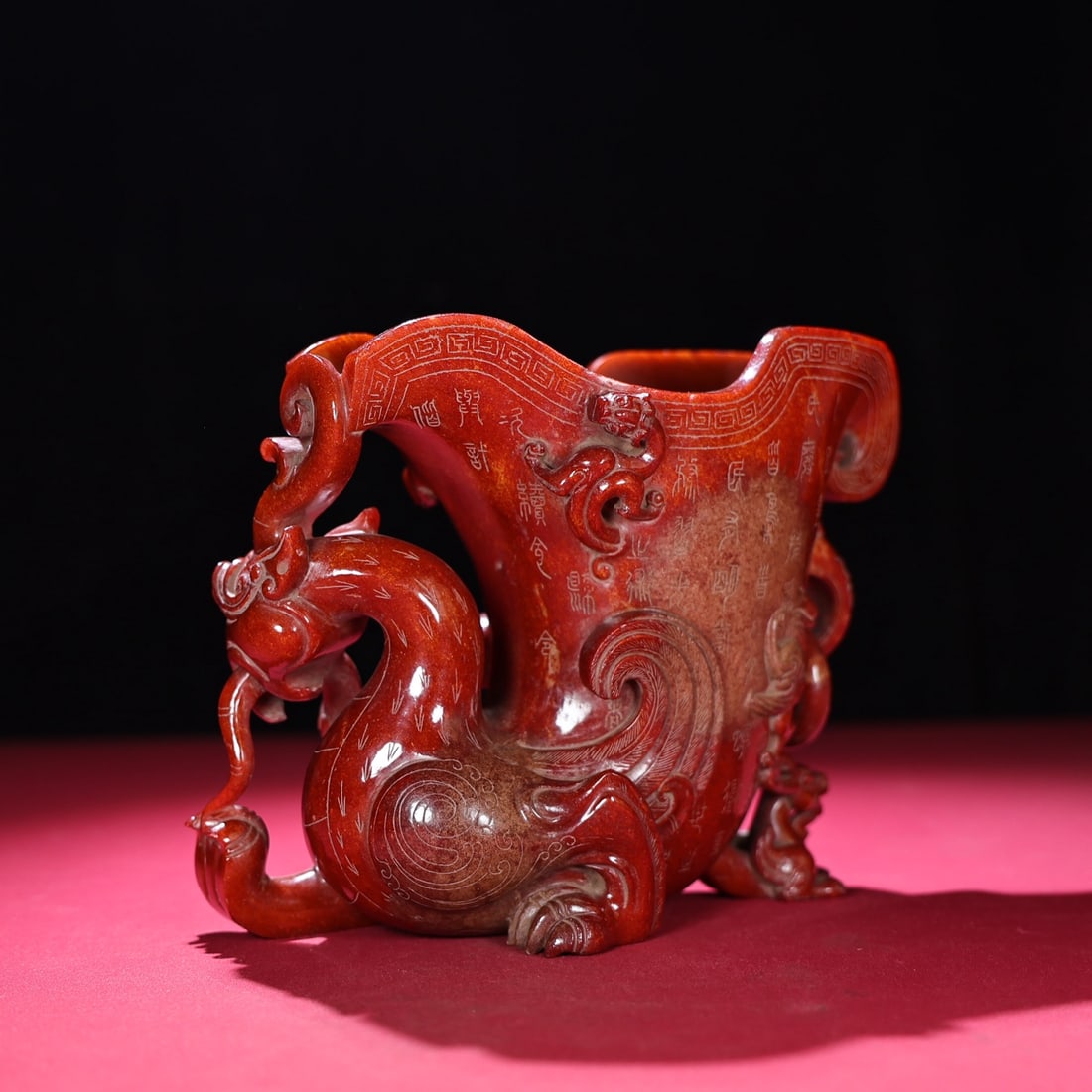 Hetian Jade Hand-Carved Poetic Prose Phoenix Cup - 6
