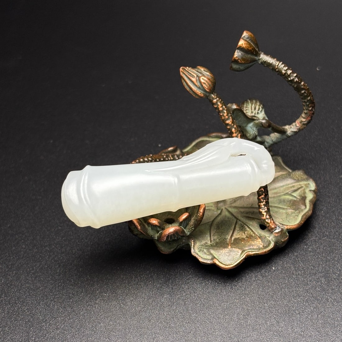 Hetian Jade Hand-Carved Bamboo Pendant - 6