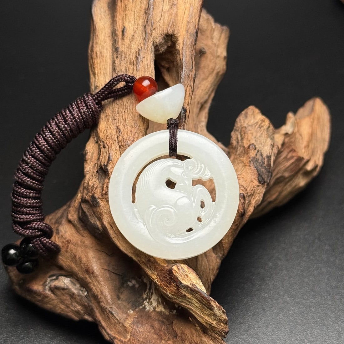 Hetian Jade Hand-Carved Horse Pendant - 2