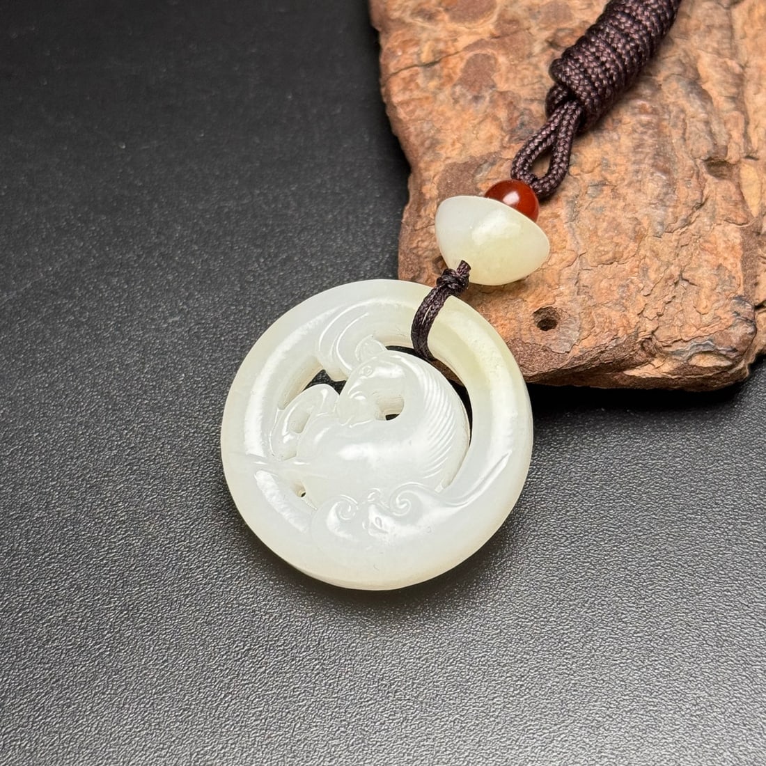 Hetian Jade Hand-Carved Horse Pendant - 7