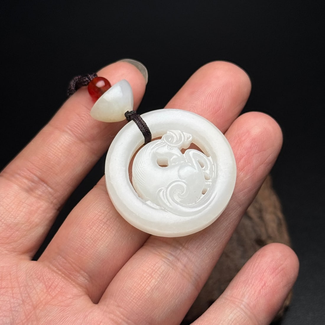 Hetian Jade Hand-Carved Horse Pendant - 8